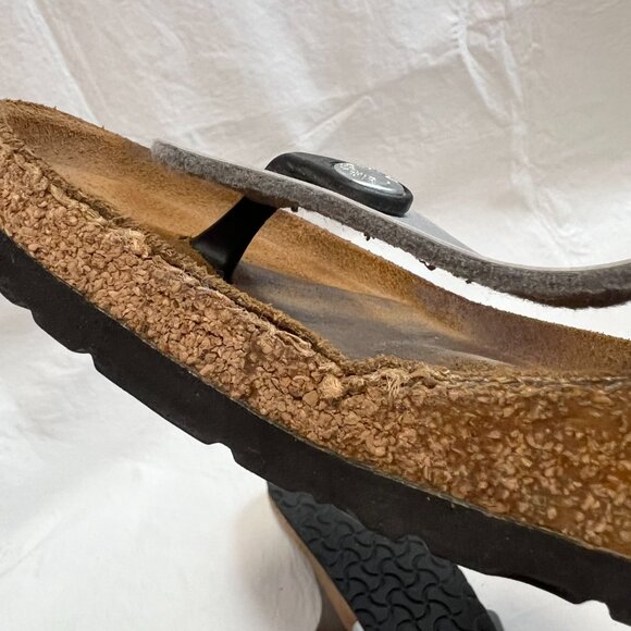 Birkenstock Gizeh sandals Silver birko flor EU 40 US womens 9 9.5 faux leather - Picture 9 of 13